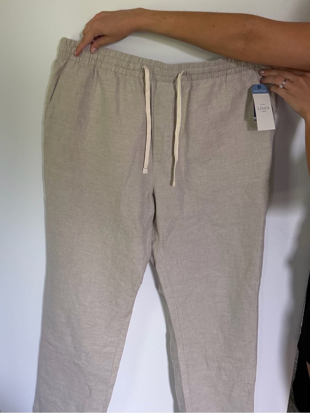 Nautica Men's Linen Drawstring Chinos in Light Beige
